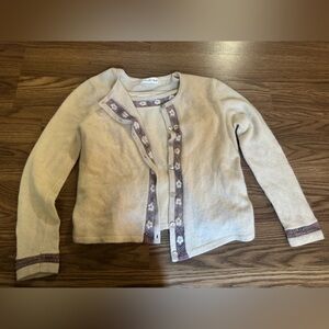 Women's Cream Cardigan Sweater and Spaghetti Strap Tee